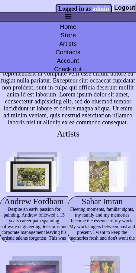 Homepage mobile view